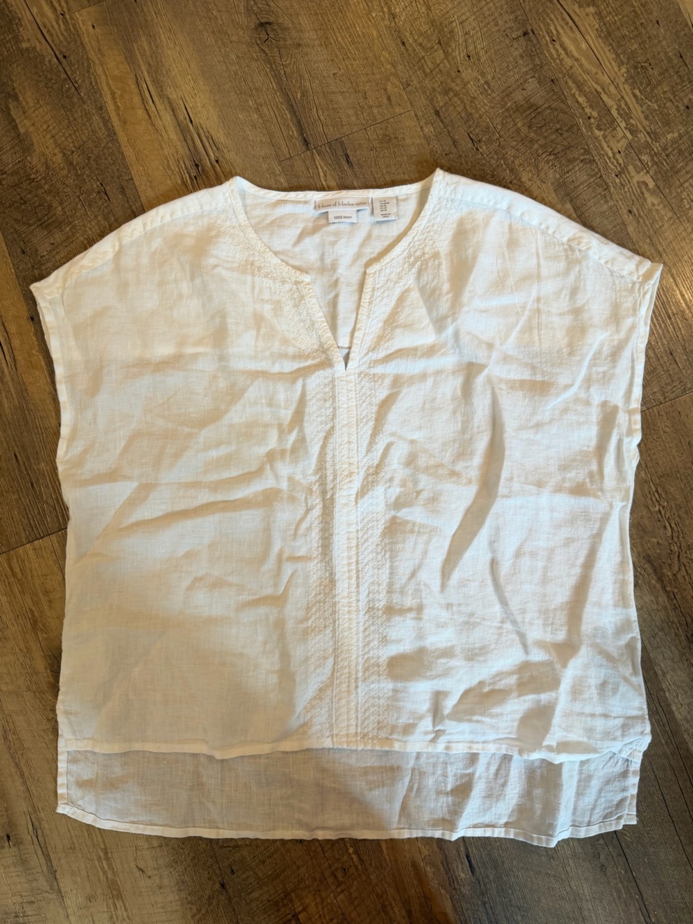 House of Harlow REVOLVE Linen Embroidered Short Sleeve White Top Medium